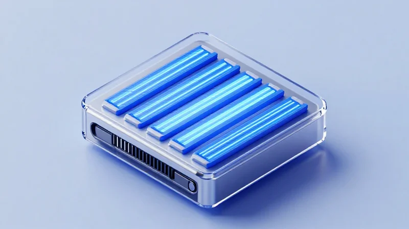 Isometric 3D illustration showing the internal structure of a networking interface with multiple parallel data lanes.
