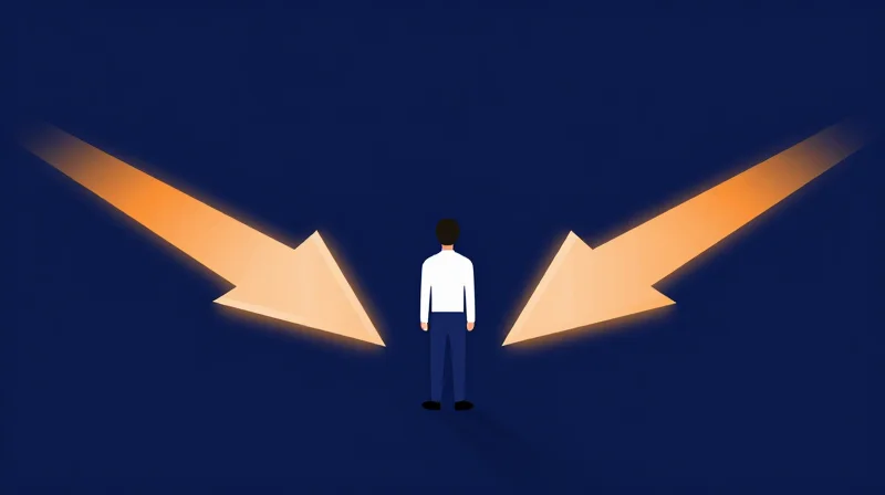 Flat vector illustration of a professional choosing between two technical paths representing different networking standards.
