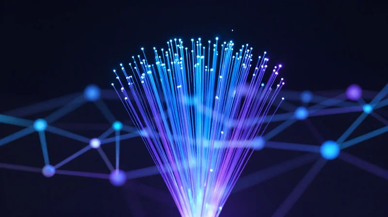 Introduction to the 200G Networking Ecosystem Abstract digital network visualization representing the 200G networking ecosystem with glowing nodes and data streams.