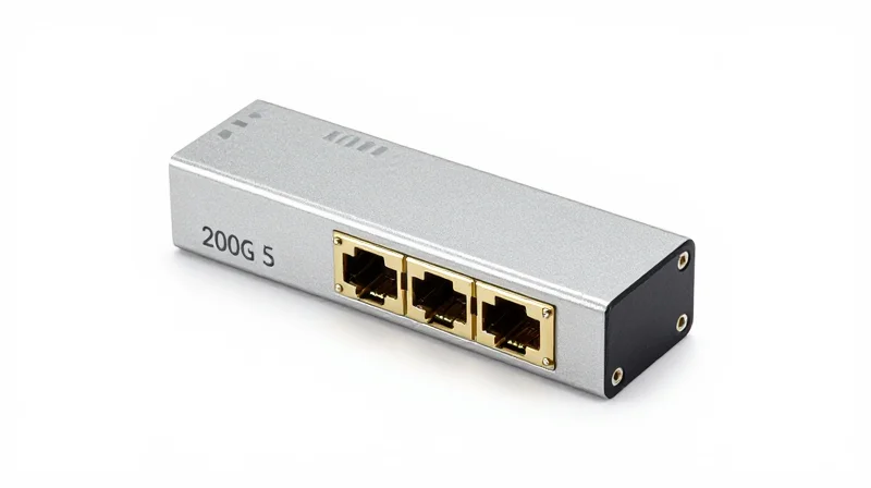 Core Technical Specifications of QSFP56 SR4 A professional studio shot of a 200G QSFP56 SR4 optical transceiver module on a white background.