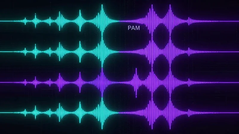 Visual representation of PAM4 multi-level signaling pulses in a high-speed network.