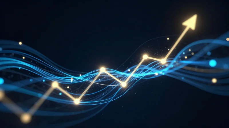 Abstract visualization of downward pricing trends and market growth for optical modules.
