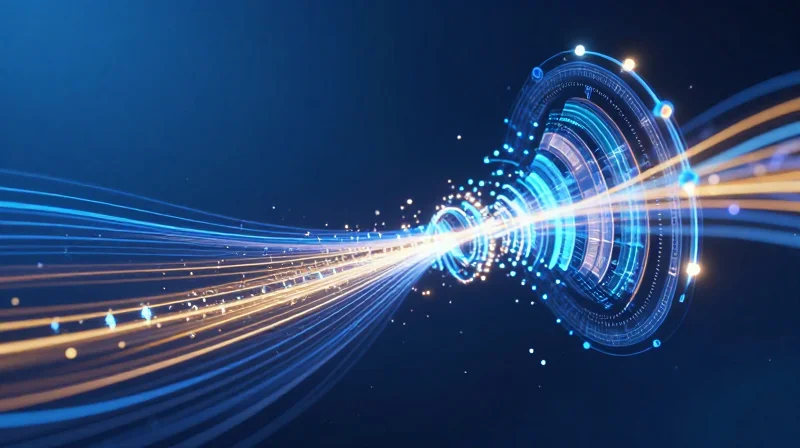 Abstract blue light streams representing high-speed digital signal integrity.