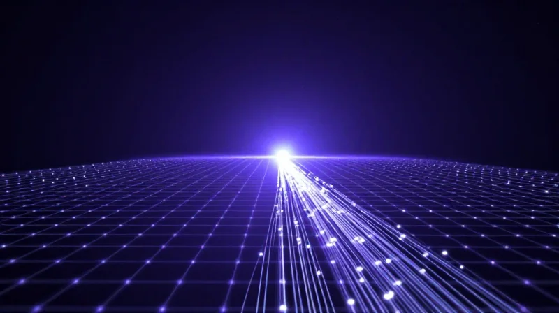 Abstract technology concept showing the transition from 200G to future 400G and 800G speeds.