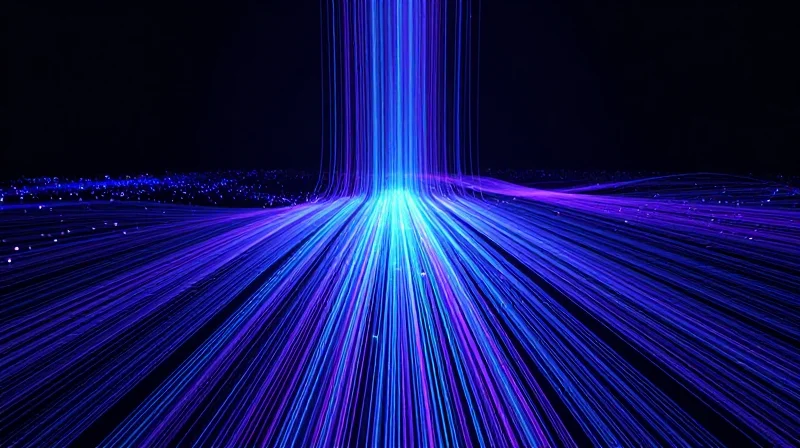 Abstract data visualization showing bandwidth expansion from narrow streams to wide channels.