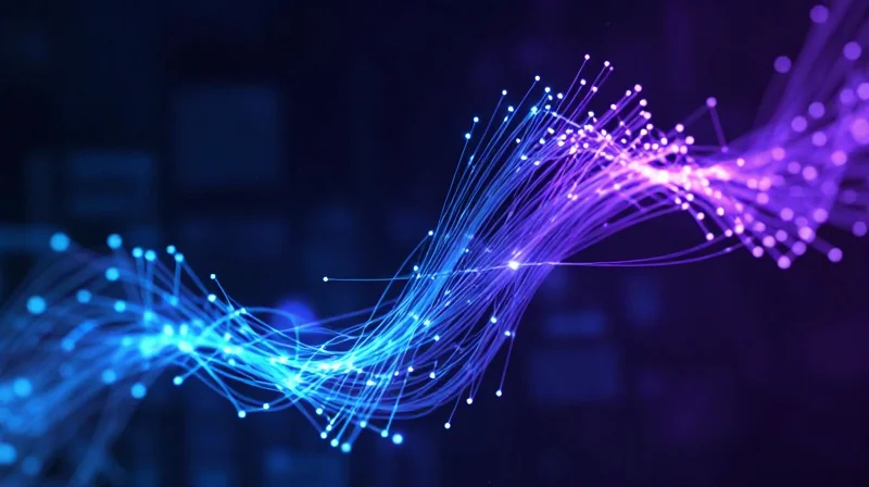 Abstract data streams representing the high-speed transition from 100G to 400G network connectivity.