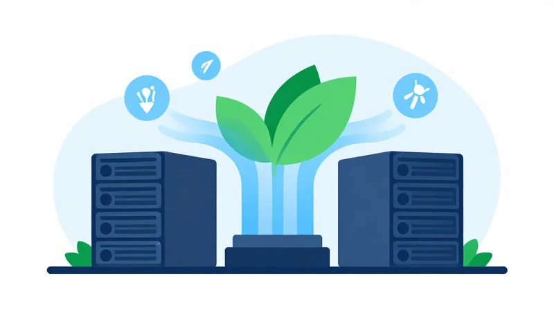 Power Consumption and Thermal Efficiency Illustration representing energy efficiency and thermal cooling in a data center environment.