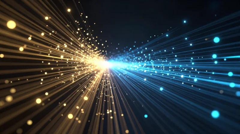 Abstract representation of high-speed data flow and zero power consumption.