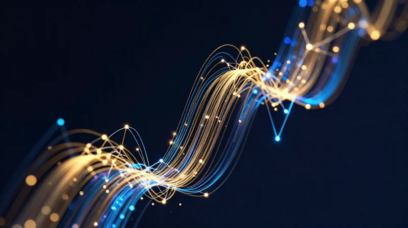 Abstract digital data streams flowing upward representing financial optimization and technical growth.