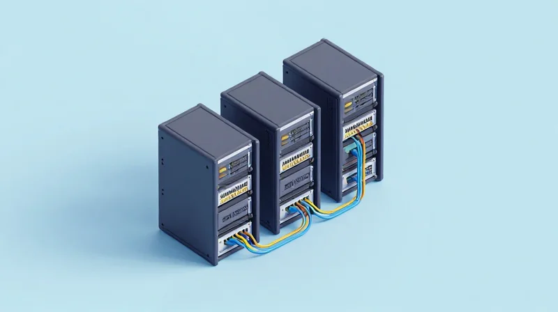 Use-Case Optimization: Which One to Choose? Isometric 3D model of a data center network architecture showing switch connections