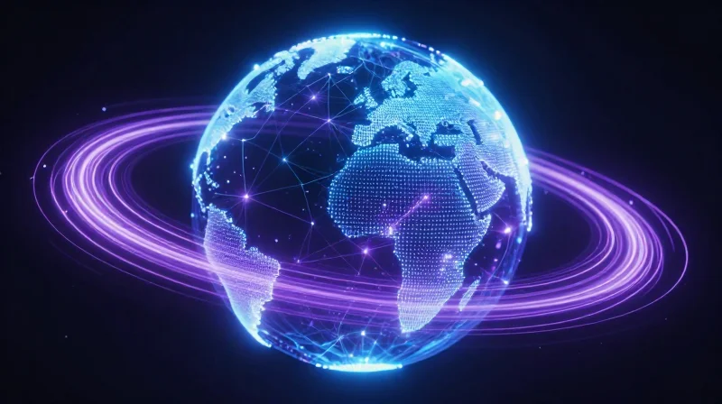 Future-Proofing Global Networks with Ubytelink Reliability Visual representation of a global interconnected network representing future-proof technology.