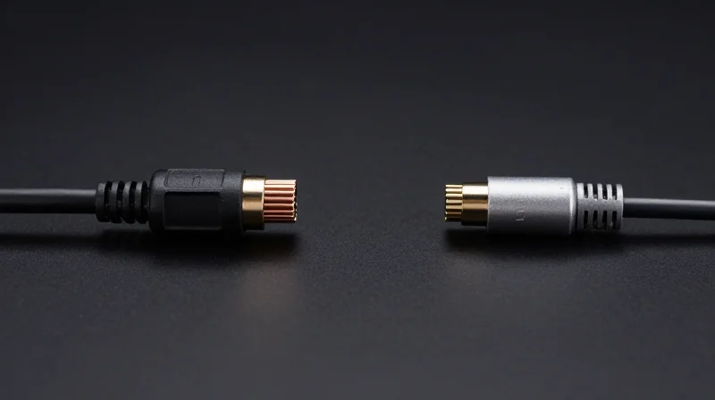 Side-by-side comparison of a thick copper DAC cable and a thin fiber AOC cable.