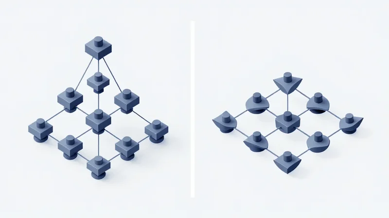 Leaf-Spine vs. Fat-Tree and Core-Aggregation Models Side-by-side comparison of two network topology models showing simplified connectivity.