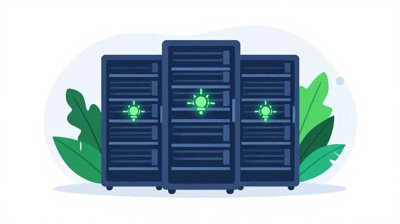 Illustration showing the concept of green energy and efficient data center networking.