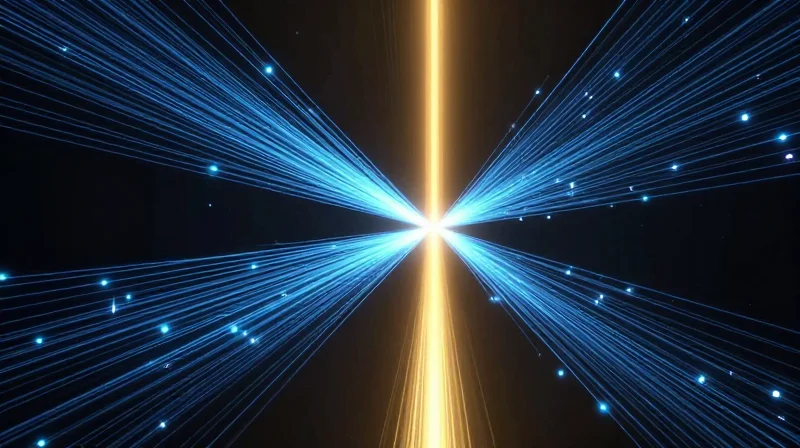 The Evolution of Optical Lanes: Understanding Single Lambda Technology Abstract digital representation of multiple data streams converging into a single powerful light beam.