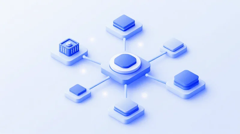 Seamless Interoperability and Ecosystem Compatibility A 3D visualization showing various hardware components connecting seamlessly in a network ecosystem.