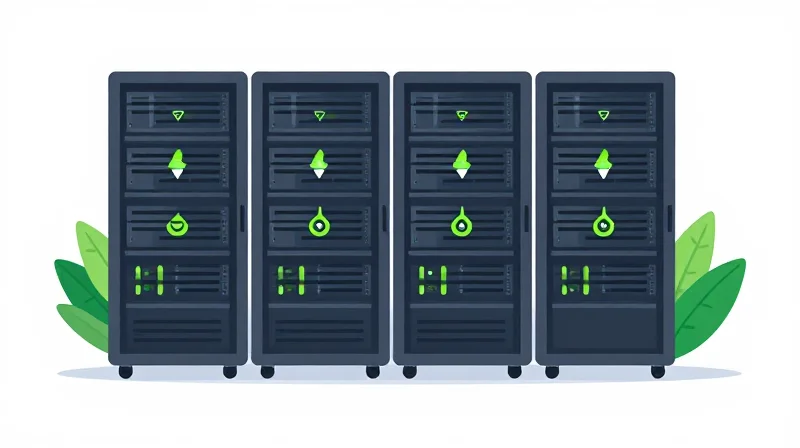 Energy Efficiency and Sustainability in the Modern Data Center Abstract concept of energy-efficient data center technology with ecological themes.