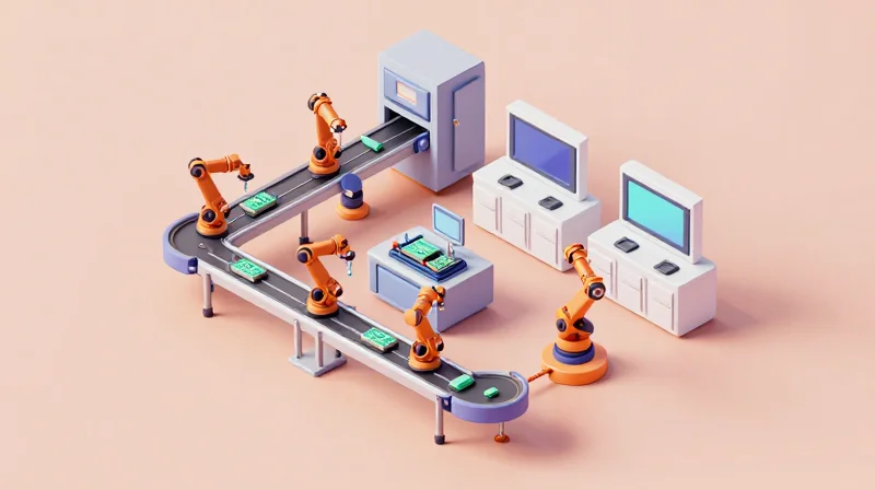 Automated semiconductor factory floor showing the manufacturing scale of silicon photonics modules.