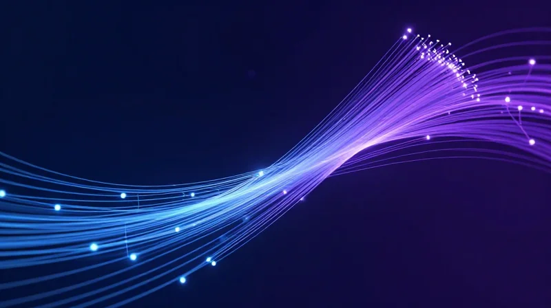 The Evolution of DCI: From 100G to the 400G Era Abstract visualization of data bandwidth evolving from thin to thick glowing fiber optic streams.