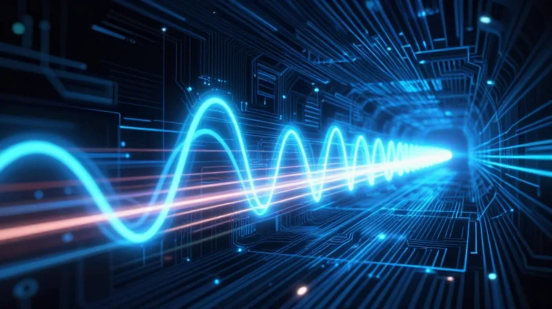 Latency Benchmarks: Speed Beyond Throughput Conceptual illustration of speed and low latency through rapid light pulses in a digital tunnel.