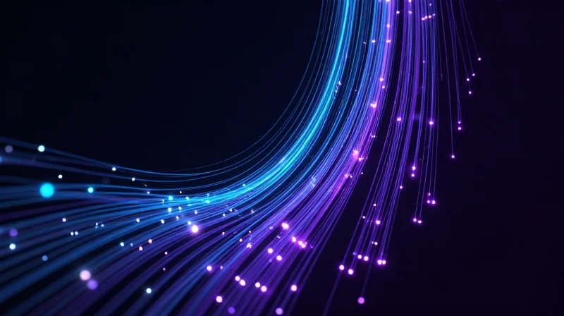 The Strategic Shift to 400G DCI Abstract data visualization showing high-speed 400G data flow with glowing light trails.