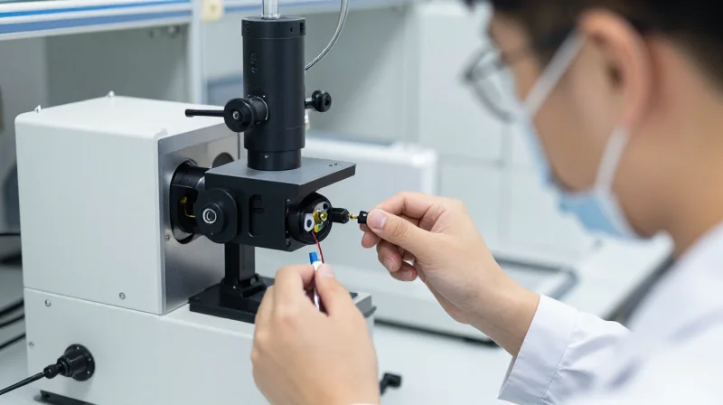 Rigorous Testing Protocols for Global Reliability A technician testing optical equipment in a modern data center laboratory environment.