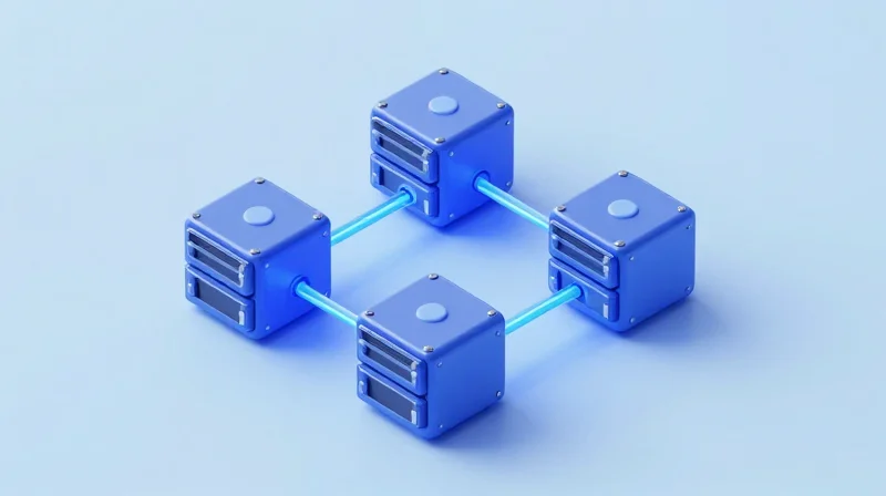 The AI and ML Impact: Why 400G is Essential for GPU Clusters Isometric 3D model of an AI GPU cluster connected by high-speed network pathways.