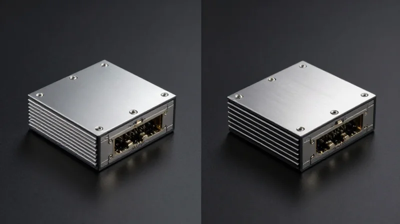 A side-by-side comparison of QSFP-DD and OSFP form factors highlighting thermal heat sinks.
