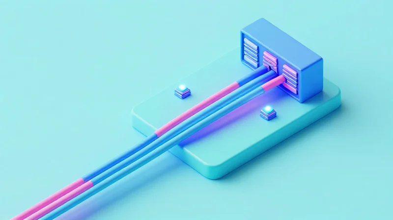 The Architecture of 200G QSFP56 ER4 Isometric 3D illustration of a networking module showing signal aggregation through light beams.