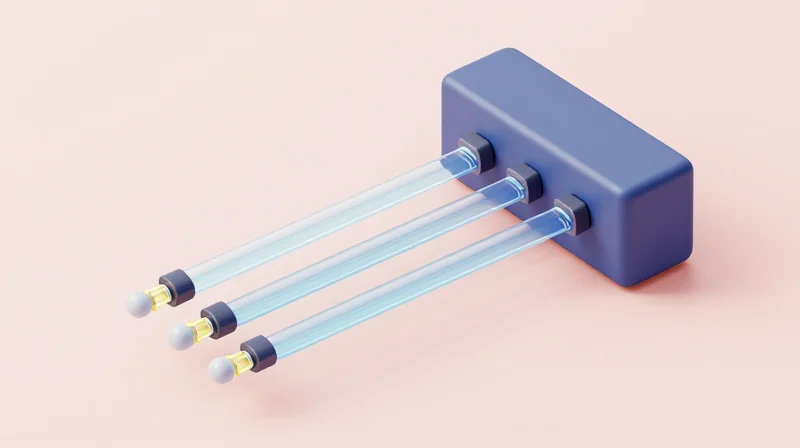 Isometric illustration of the internal components of an SR4 module showing four parallel light paths.