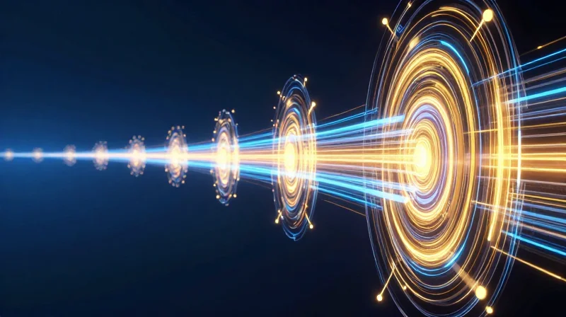 Future-Proofing Your Network: From 100G to 400G and Beyond Abstract visualization of a glowing data path transitioning from 100G speed streams into wider 400G light tunnels.