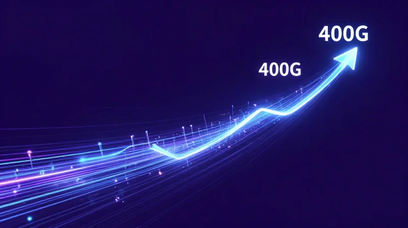 Future-Proofing: Transitioning from 100G to 400G Abstract digital art showing the acceleration of data streams scaling from one level to a much larger one.
