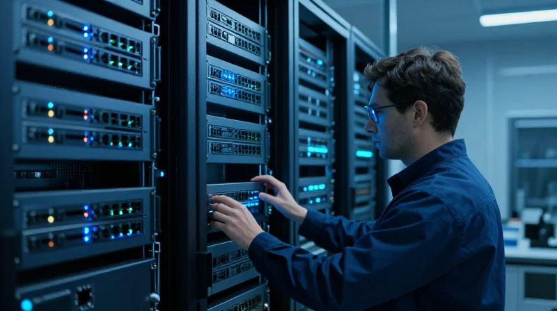 Rigorous Testing Protocols for Global Reliability An optical testing lab where technicians monitor network transceivers during reliability stress tests.