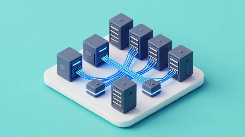 Understanding 100G CWDM4 Economy: Performance Meets Savings Isometric 3D illustration of a high-speed data center network layout featuring 100G CWDM4 connections.