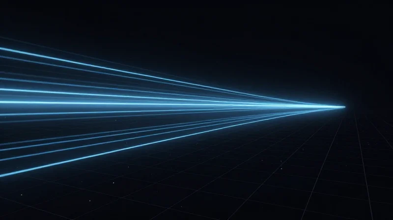 Futuristic digital representation of low-latency signal transmission with fast-moving light trails.