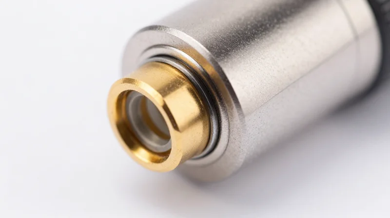 Macro photography of a high-quality optical module being inspected for quality control.
