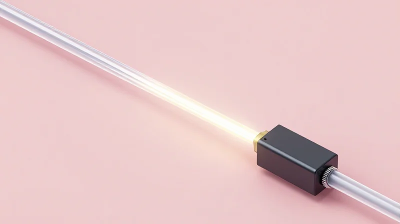 BiDi SFP28: Solving Fiber Scarcity in 5G Deployments 3D isometric model of a single fiber optic cable with bidirectional light signals moving in opposite directions