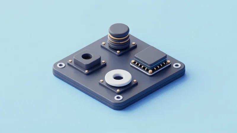 Isometric 3D illustration representing modular customization of optical hardware.