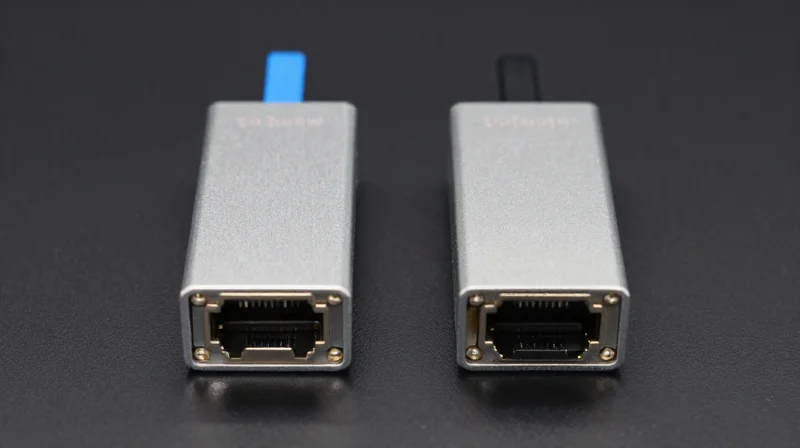 Side-by-side comparison of 10G SFP+ SR and LR optical transceiver modules on a clean dark surface