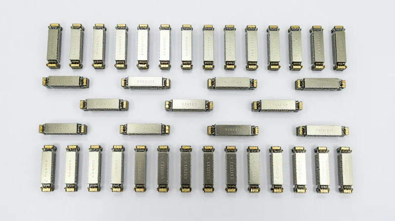 A large collection of identical 10G SFP+ modules neatly arranged in a grid for wholesale distribution