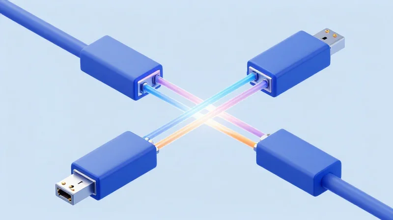 Isometric 3D illustration showing bi-directional light flow through a single optical fiber core.
