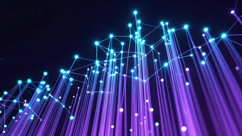 Abstract technology visualization representing high-density network growth and efficiency.