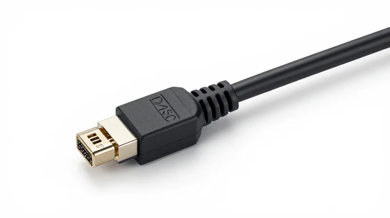 Direct Attach Copper (DAC): The Short-Reach King Close-up of a high-performance DAC cable on a pure white background.