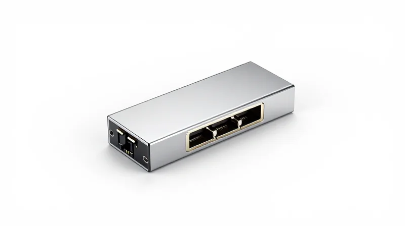 The Ubytelink Engineering Edge: Why Quality Standards Matter A sleek metallic SFP+ to RJ45 copper transceiver module on a white background.