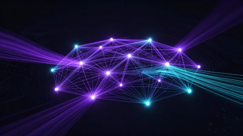 An abstract futuristic visualization of an interconnected digital network representing the 400G ecosystem roadmap.