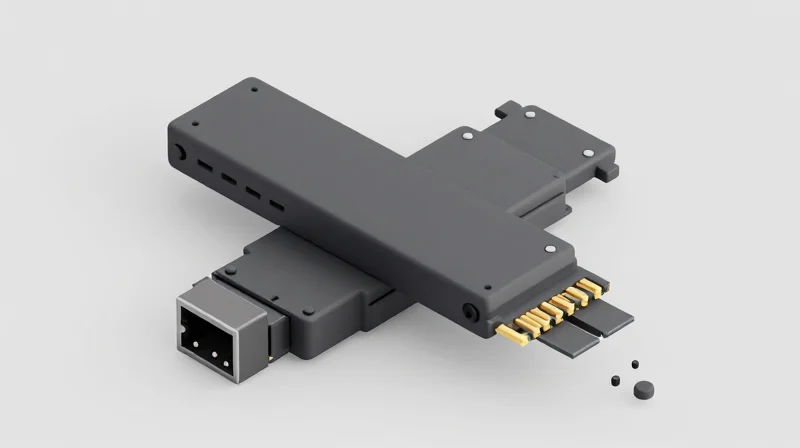 Technical Architecture: Decoding the SFP-DD Form Factor Isometric 3D model of a high-speed SFP-DD transceiver module showing technical structure