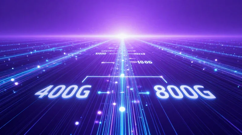 Future-Proofing: Aligning with 400G/800G Roadmap Futuristic digital landscape with glowing connections leading to the future of 400G and 800G