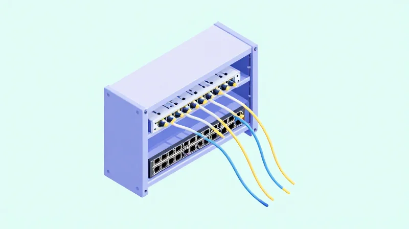 3D isometric model showing the integration of SFP+ modules into a passive multiplexer rack.