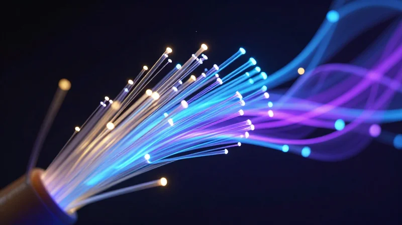 Understanding Fixed-Wavelength DWDM Technology Abstract visualization of multi-colored data streams representing different light wavelengths in a fiber optic cable.