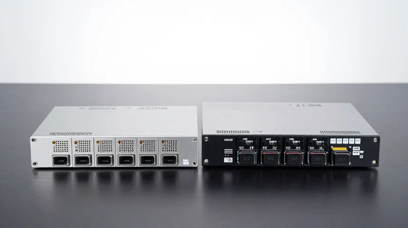 Side-by-side comparison of a single wavelength fixed module versus a multi-wavelength tunable module.